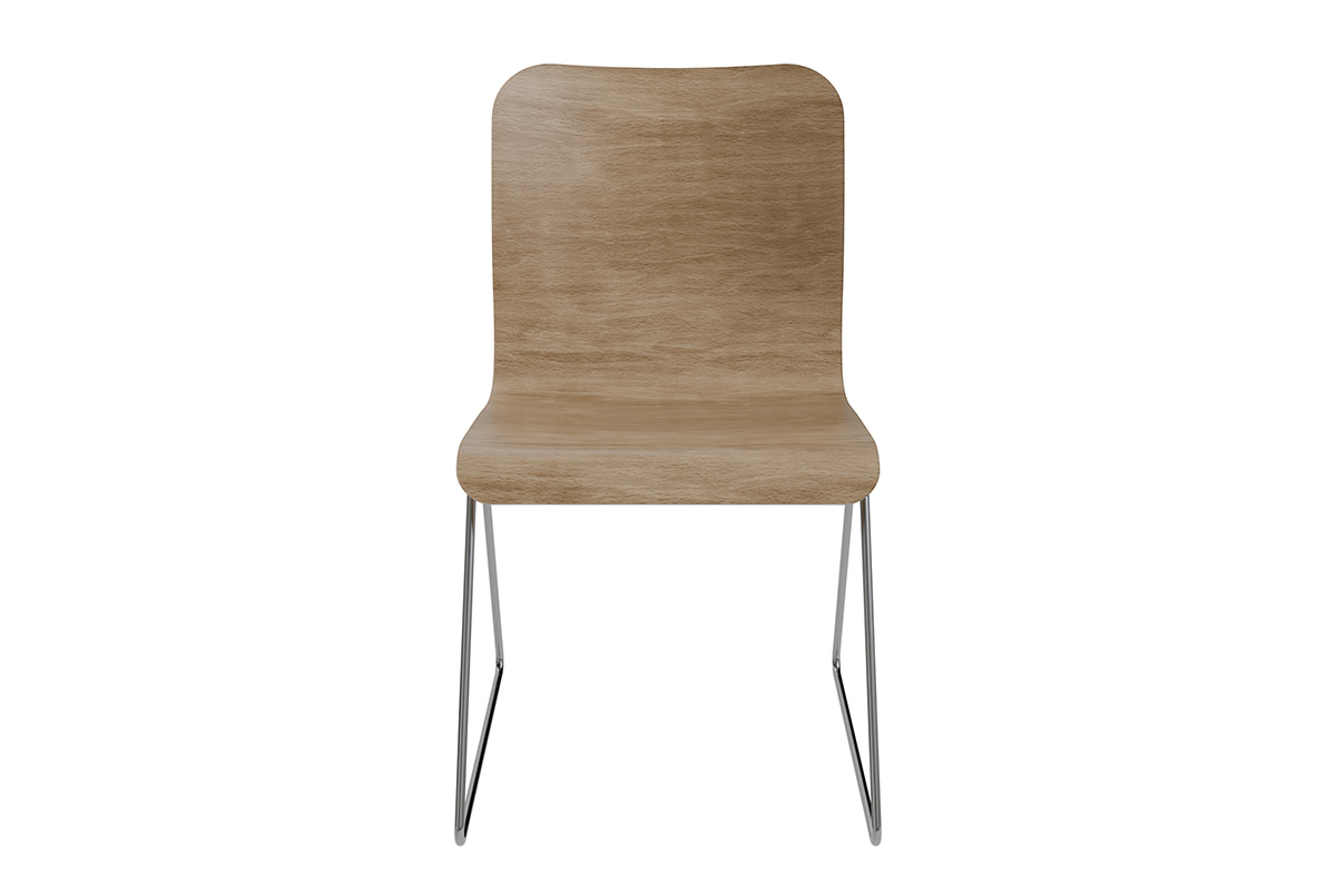 Essential chair with chrome frame, natural wood