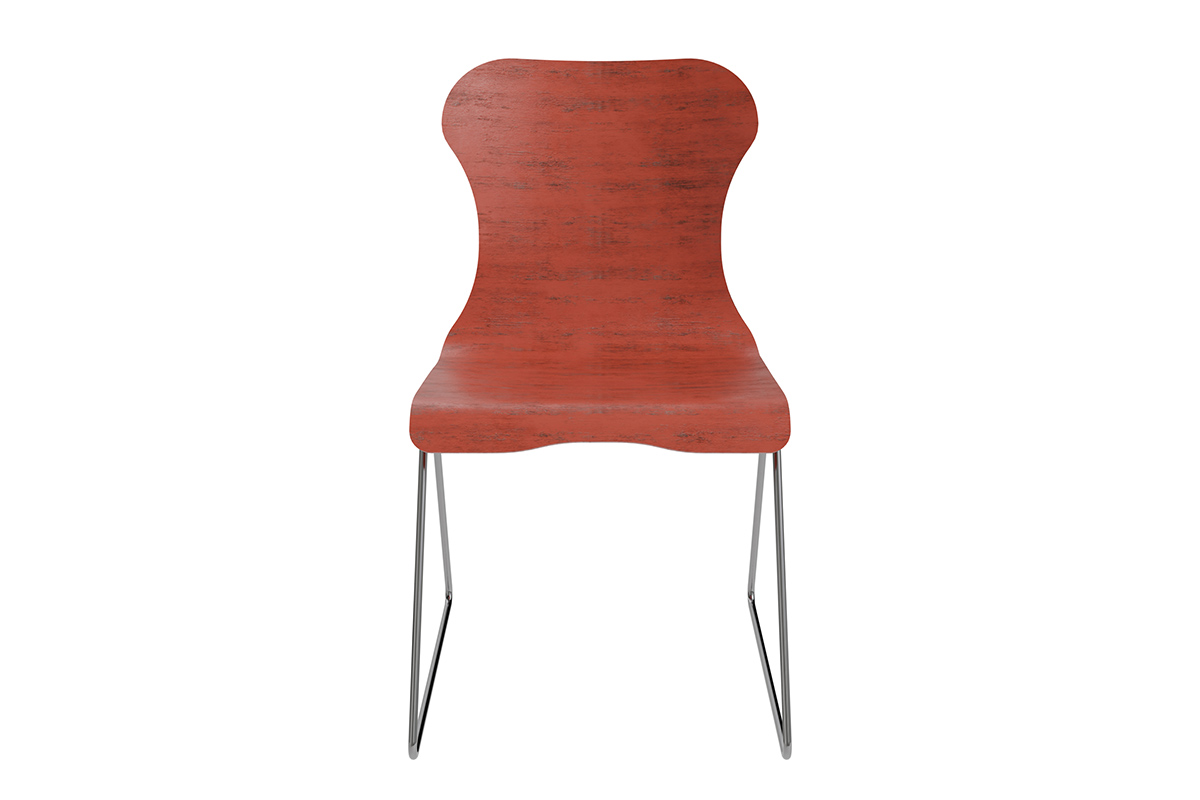 Silhouette chair with chrome frame, red wood